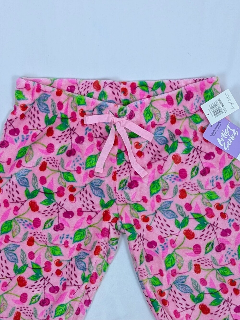 Berkshire Daydream Etta Vee Fleece Lounge Pant Cherries Print Vibrant Pink M NWT - Picture 3 of 9